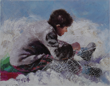 그물 정리하는 여인
